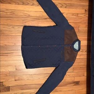 Classic navy blue and brown quilted jacket